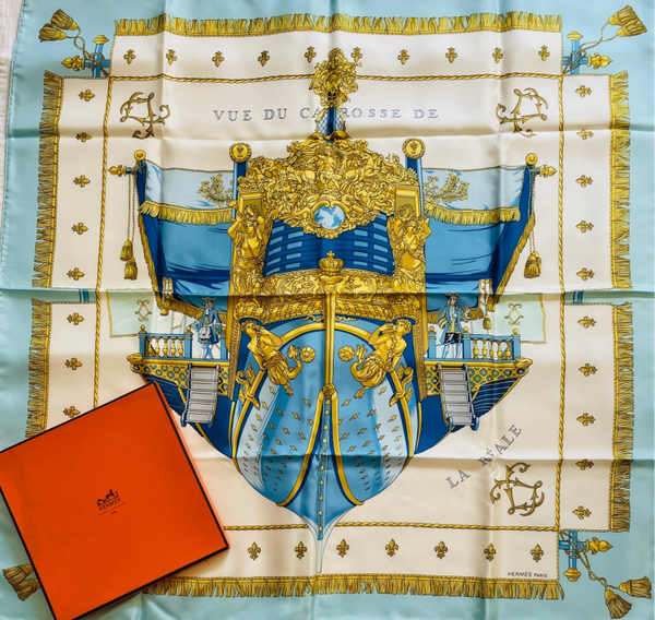 "VUE DU CARROSSE ARRIERE DE LA GALERE" LA "REALE" CARRE HERMES VINTAGE