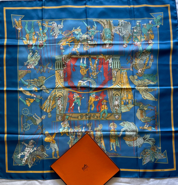 CARRE HERMES VINTAGE "LE TEMPS DES MARIONNETTES" 1996 JAMAIS REEDITÉ - XX°