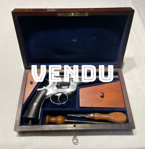 REVOLVER A BRISURE WARNANT FRANSQUET DANS SON COFFRET - XIX°