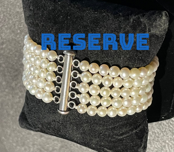 BRACELET DE 5 RANGS DE 170 PRLES D'EAU DOUCE SEPARATEUR ARGENT 925 - XX°