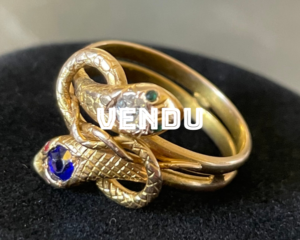 BAGUE SERPENT AFFRONTÉS OR 18CT SAPHIR DIAMANT