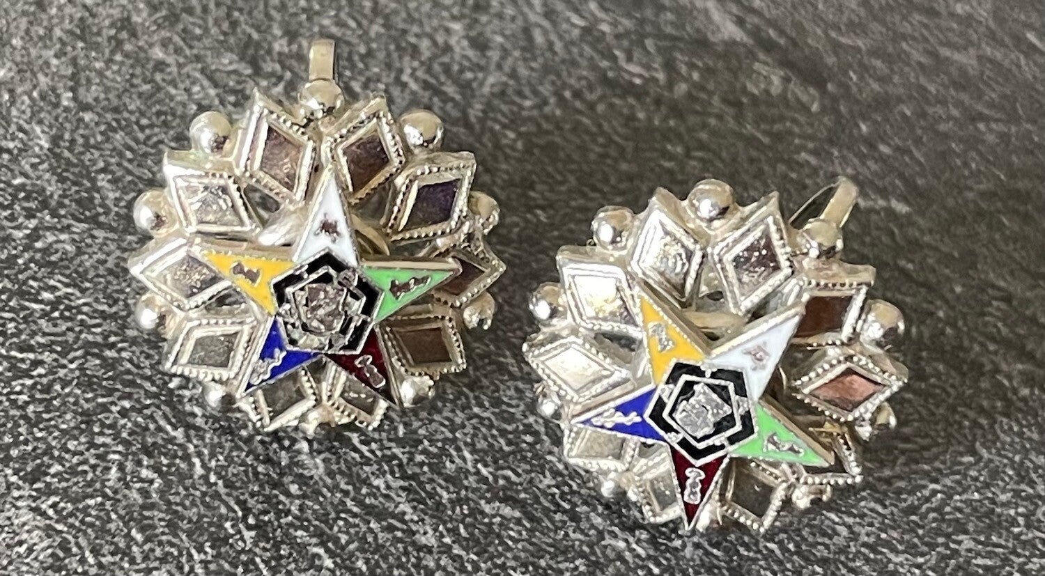 BOUCLES D’OREILLES MACONNIQUE EASTERN STAR - USA - CIRCA 1950