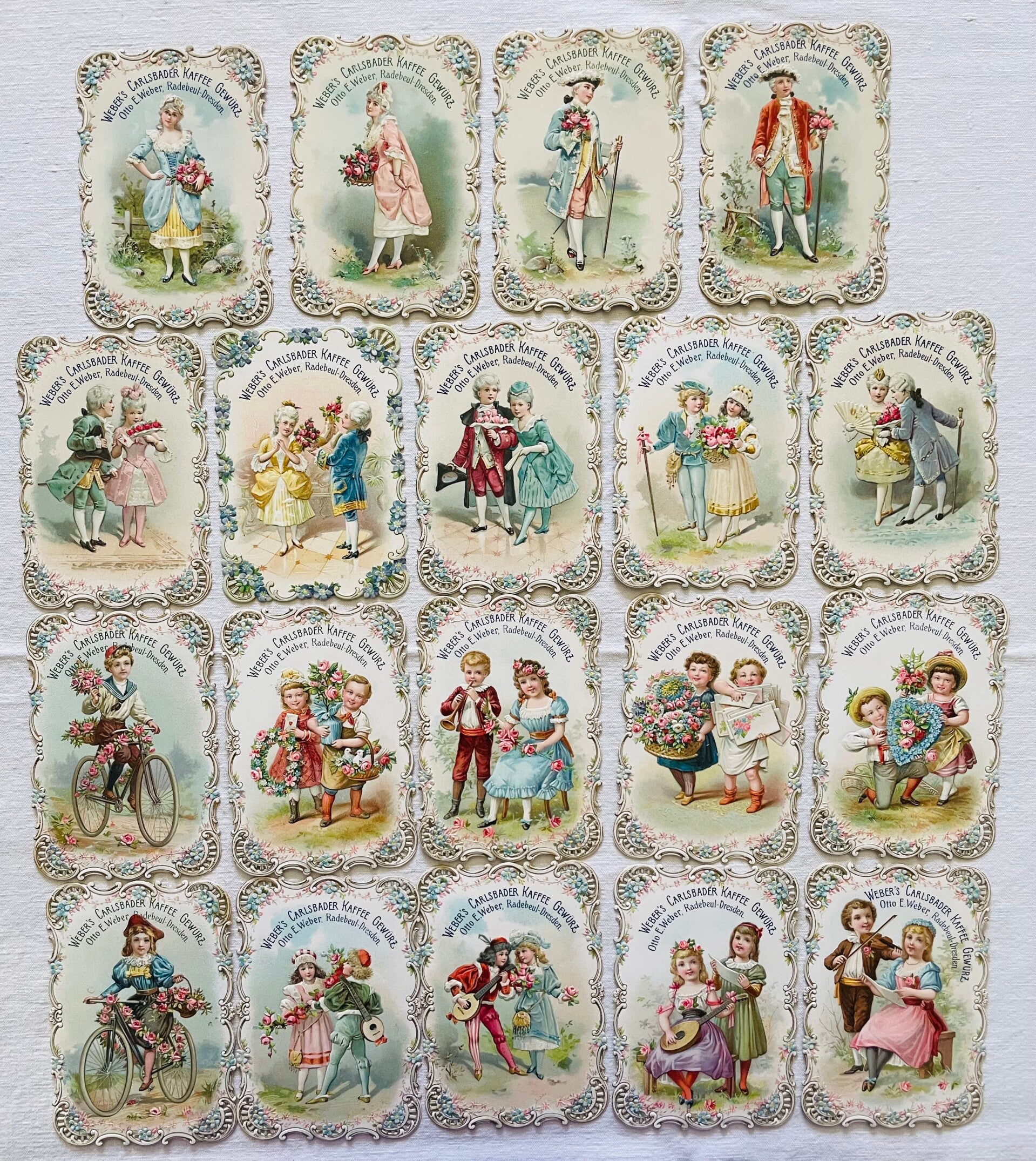 19 CARTES PUBLICITAIRES SUR LE CAFE OTTO E. WEBER - DRESDE