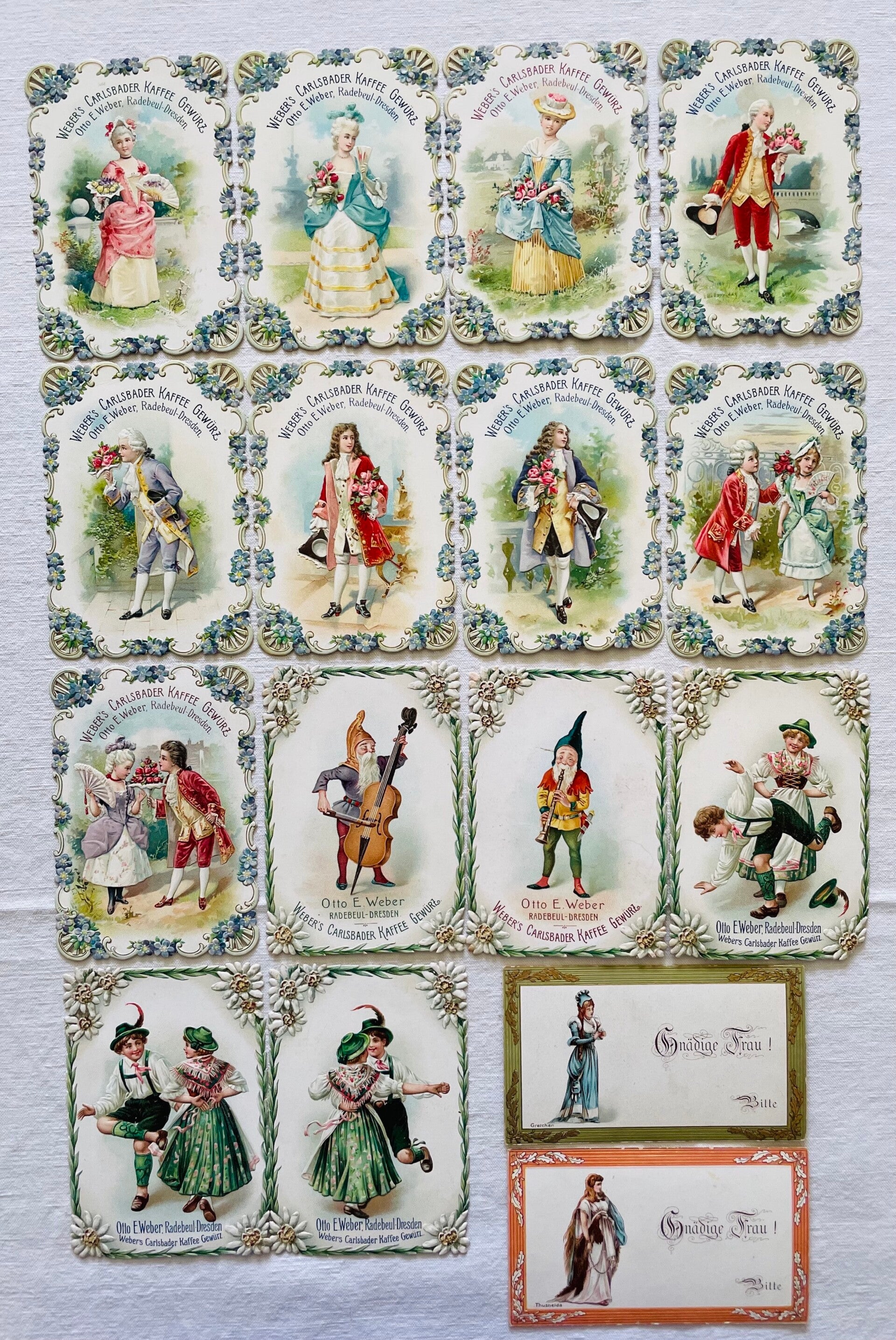 16 CARTES PUBLICITAIRES SUR LE CAFE OTTO E. WEBER - DRESDE