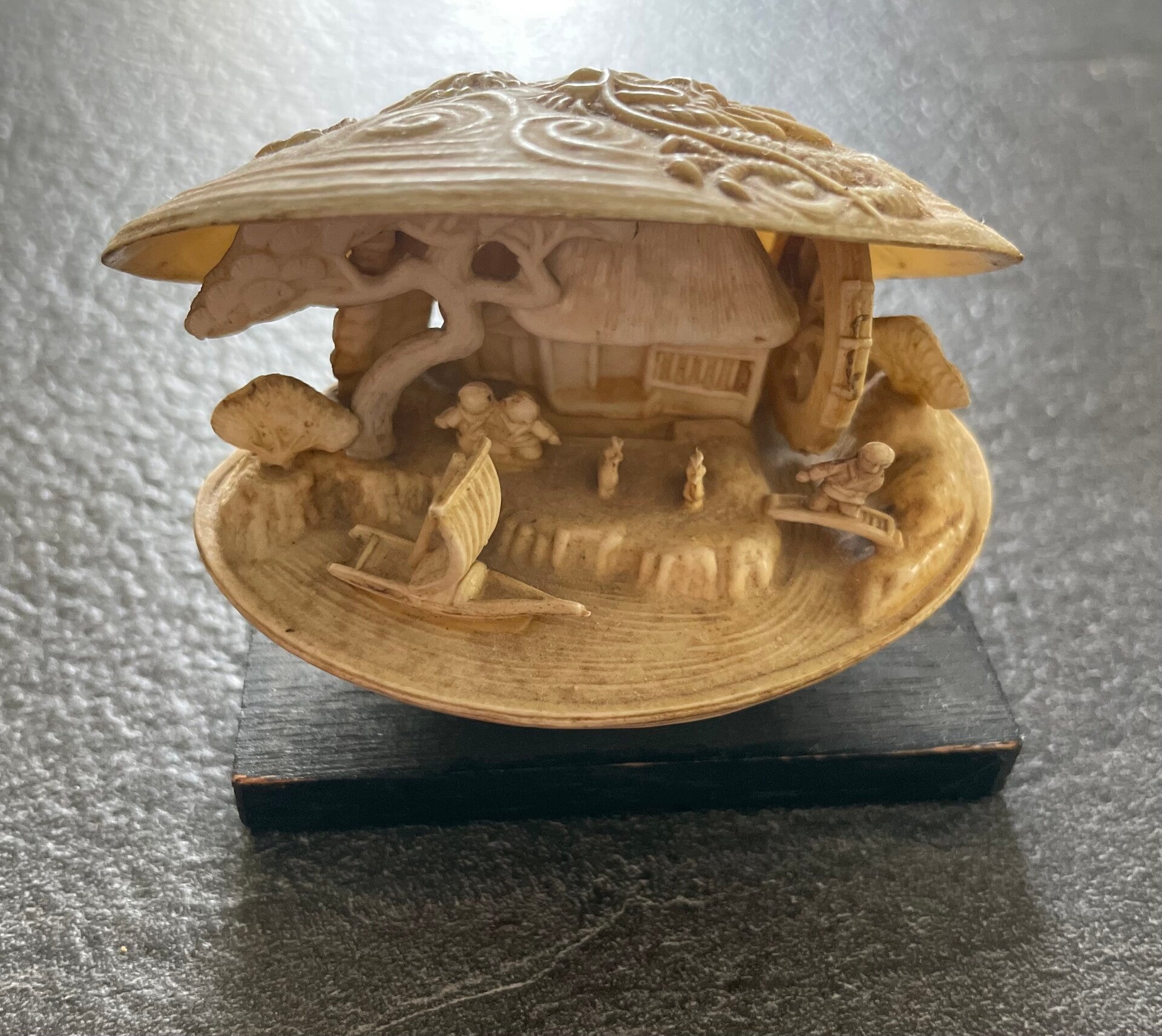 COQUILLAGE EN CELLULOÏDE SCULPTÉ JAPON- Circa 1960.