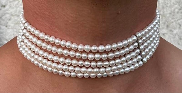 COLLIER RAS DE COU DE 360 PERLES D'EAU DOUCE - FERMOIR ARGENT 925 - XX°