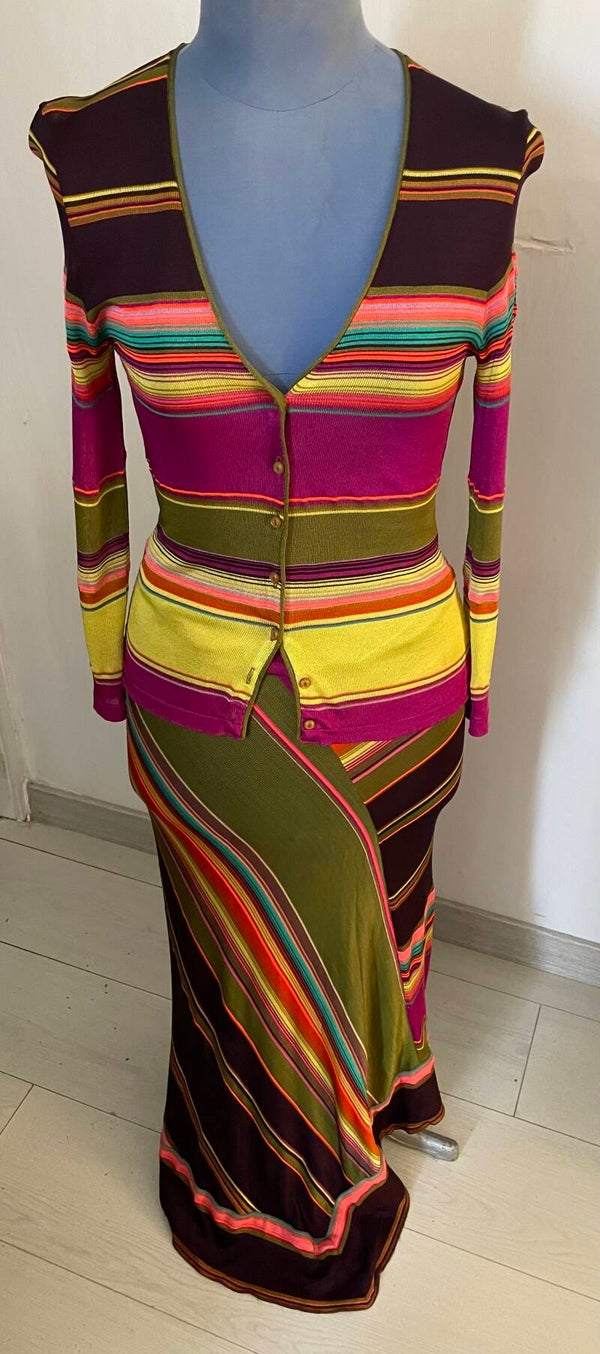 Ensemble KENZO « JUNGLE » en maille de couleur bayadère - XX°