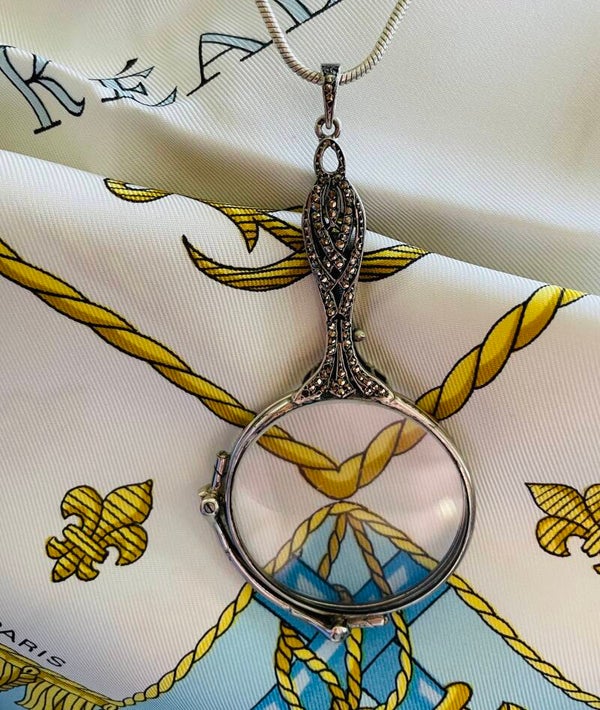 BESICLES ART DECO DE DAME EN ARGENT ET MARCASSITES - CIRCA 1920