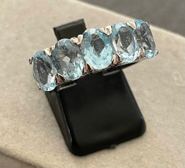 BAGUE ARGENT 925 SERTI DE 5 TOPAZES