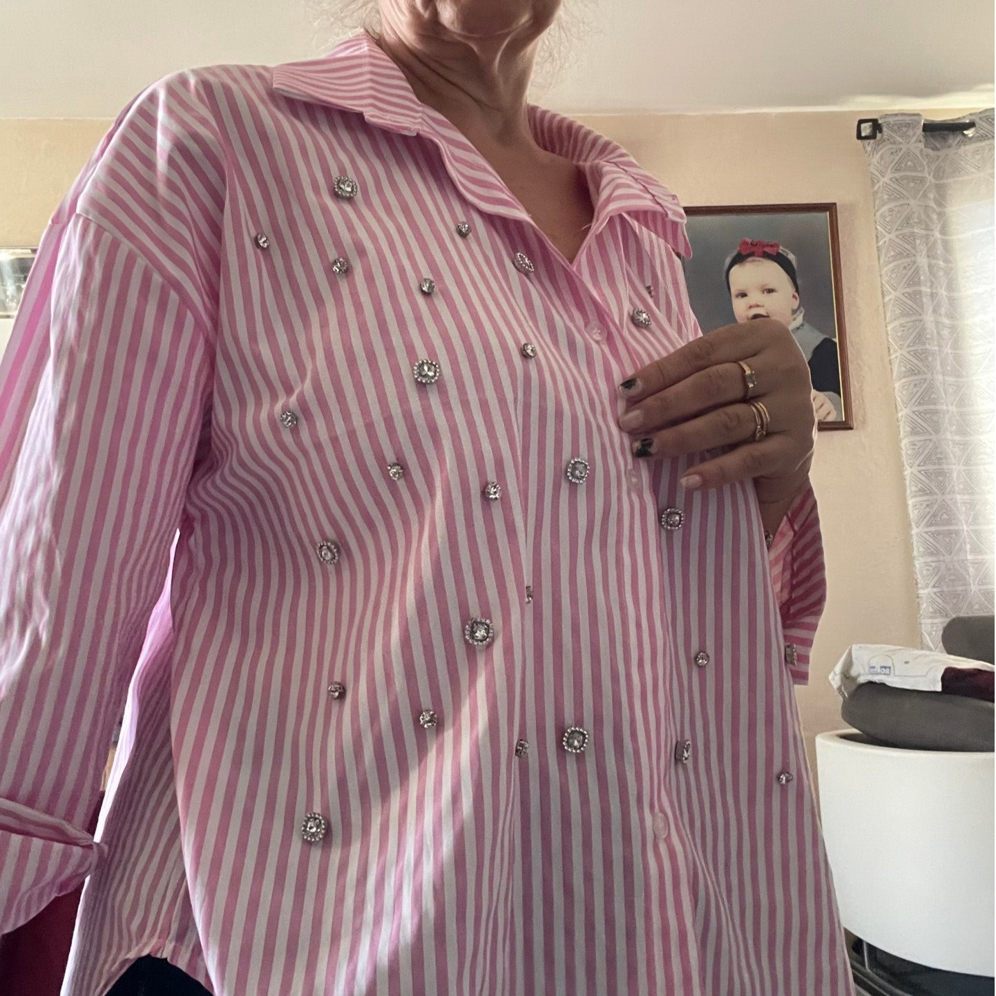 Chemise rayée à strass