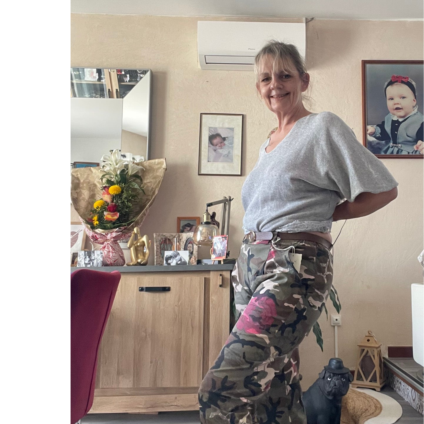 Pantalon cargo camouflage feuri