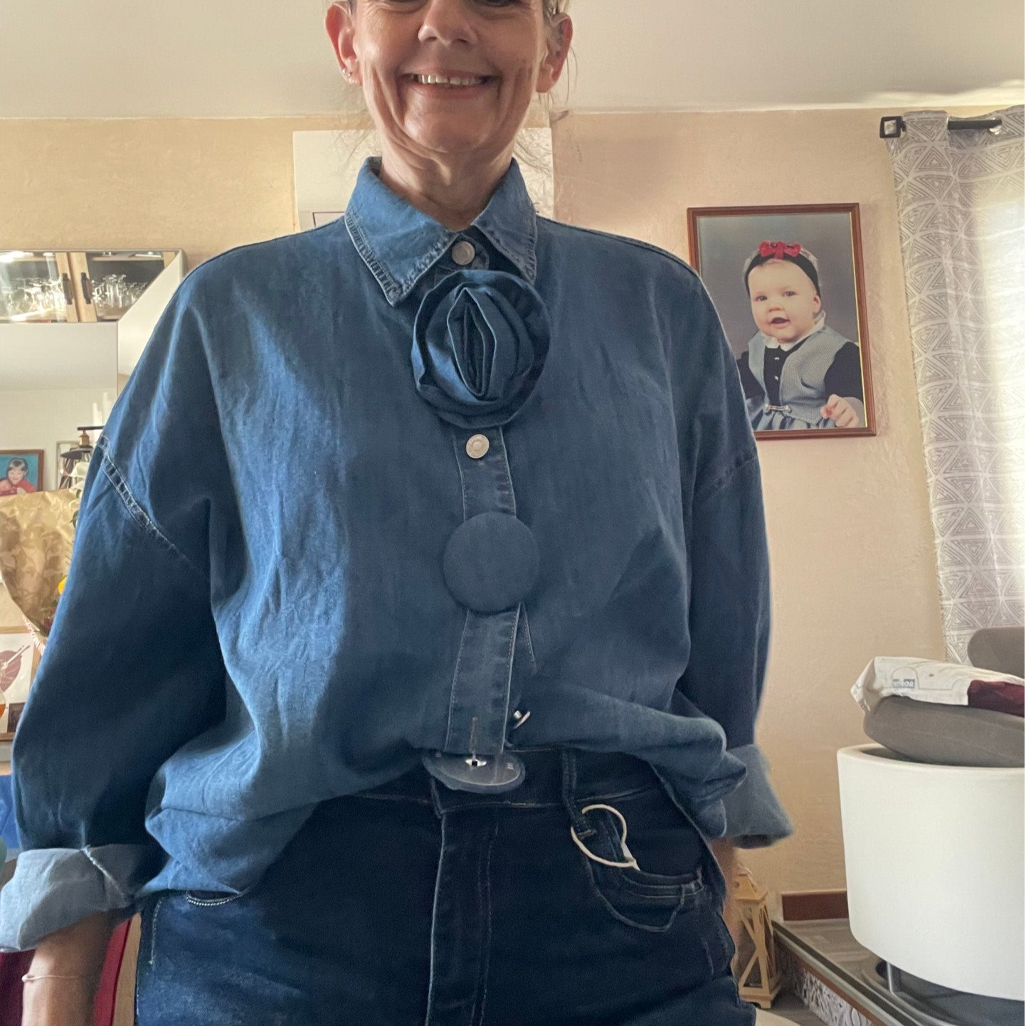 Chemise fluide bleu denim
