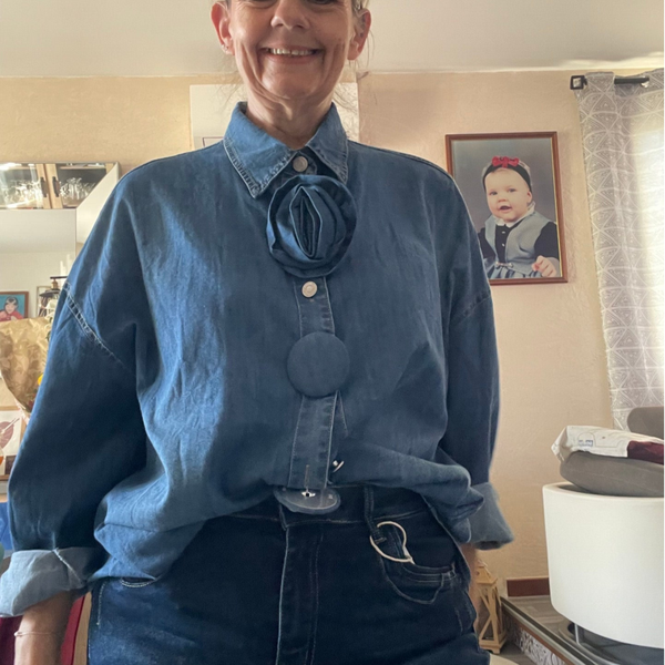 Chemise fluide bleu denim