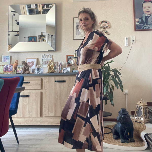 Robe imprimée graphique multicolore