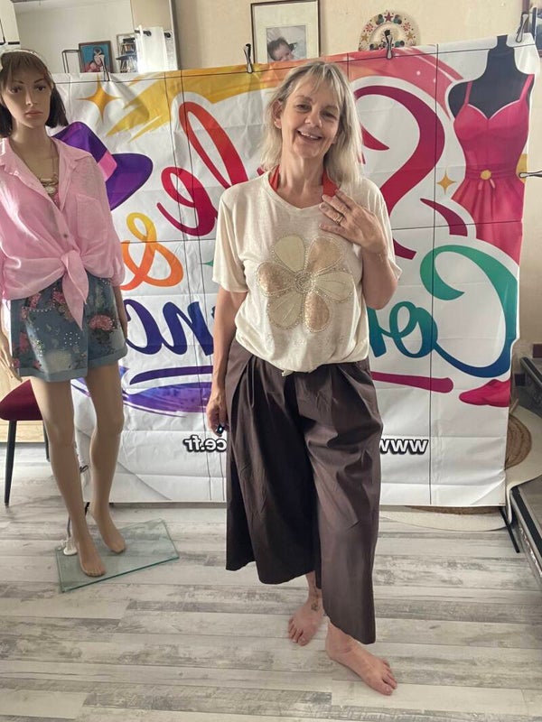 Tee-shirt fleur Beige