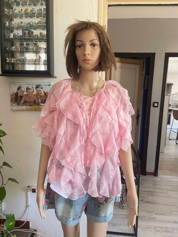 N Tee-shirt froufrou rose