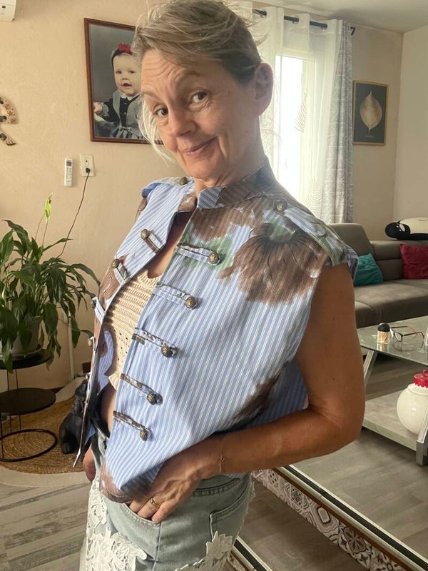 Veste sans manche Florale Bleu Ciel