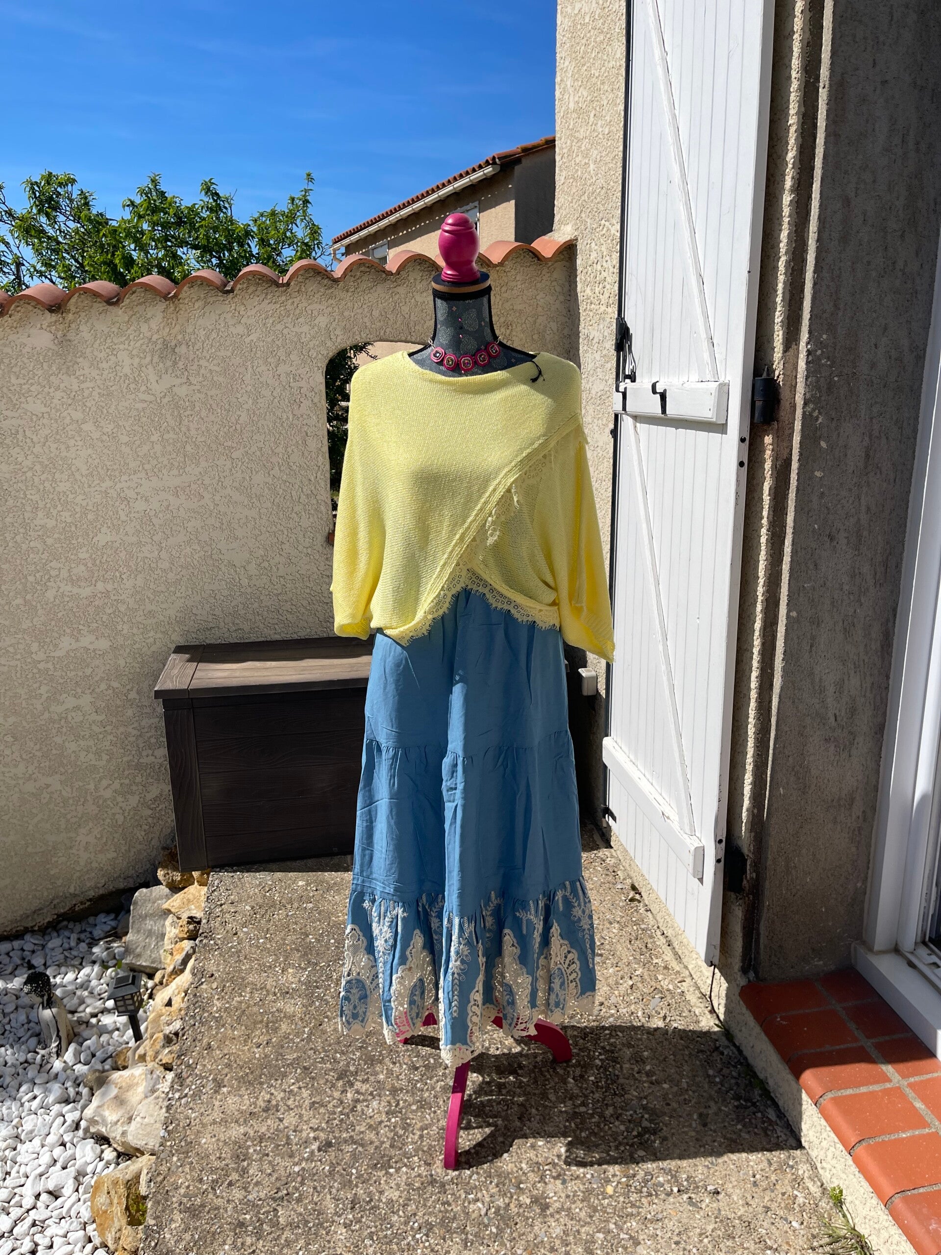 Jupe bleue Macramé