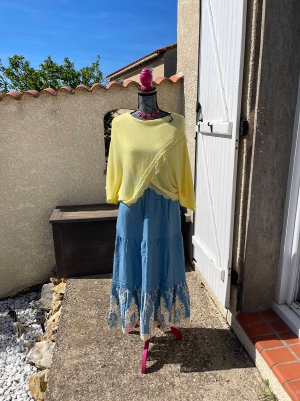 Jupe bleue Macramé
