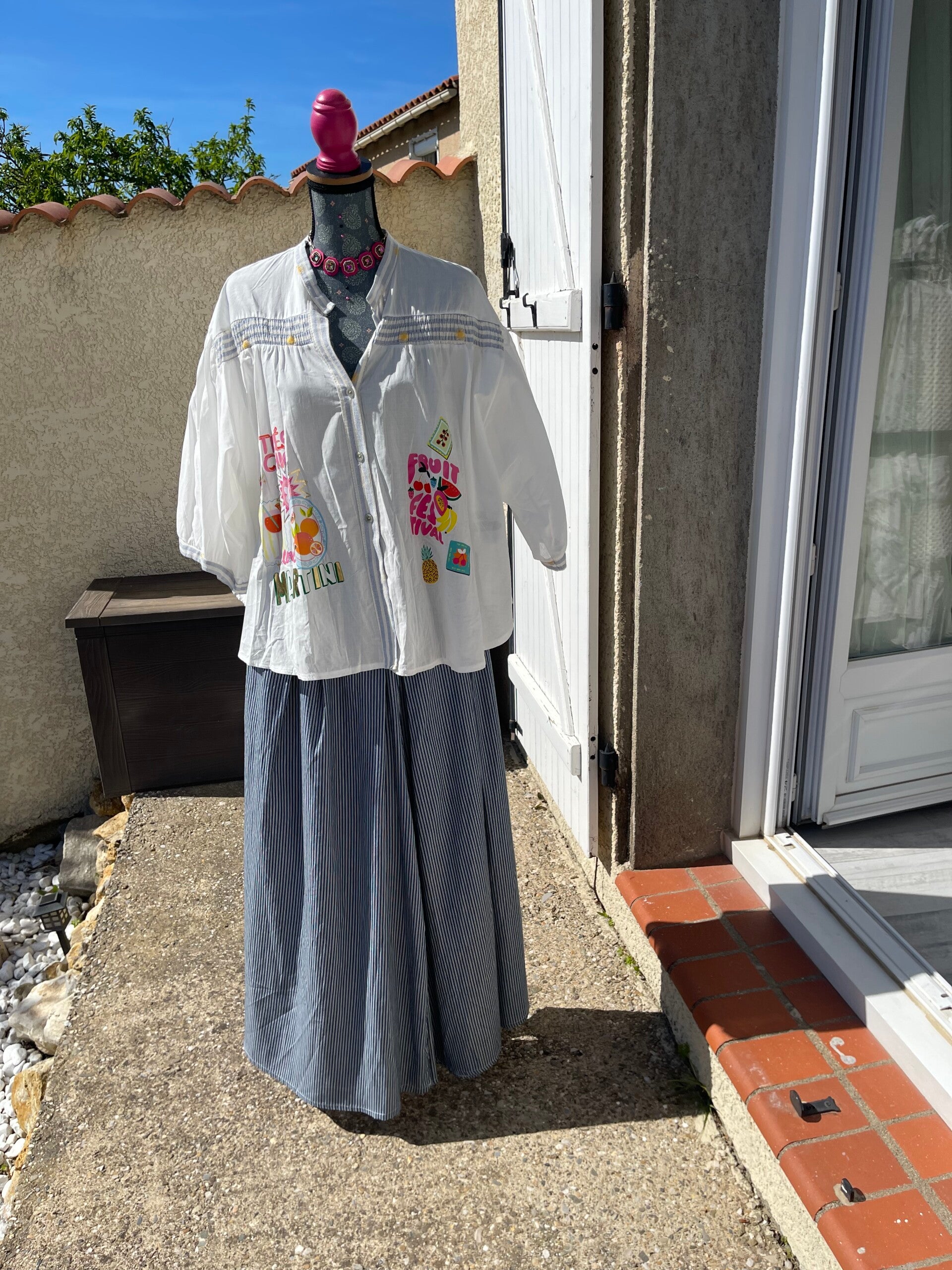 Pantalon rayé bleu