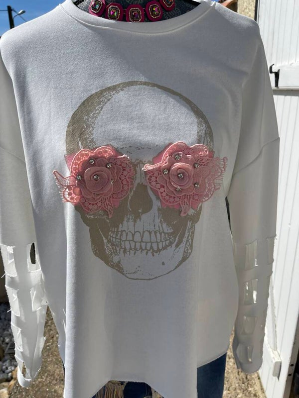 Tee-shirt manche longue, logo tête de mort