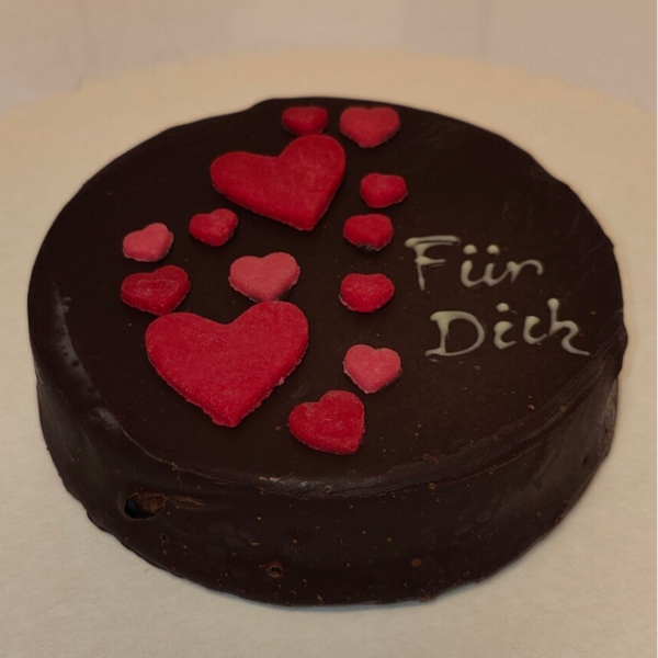 Torte für Valentinstag ,,Für Dich´´ mit Herzen 400g, Ø 12 cm
