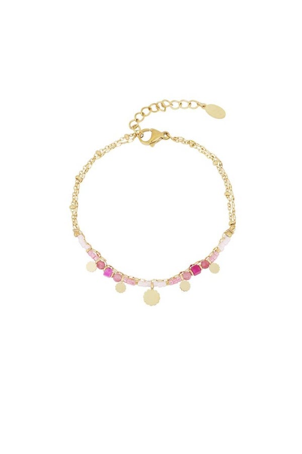 Armband roze bedels