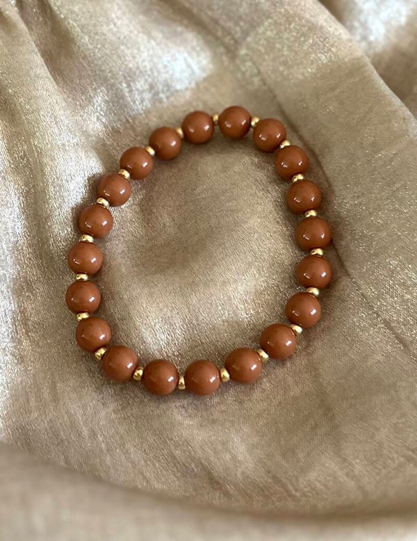 Armband cognac kralen