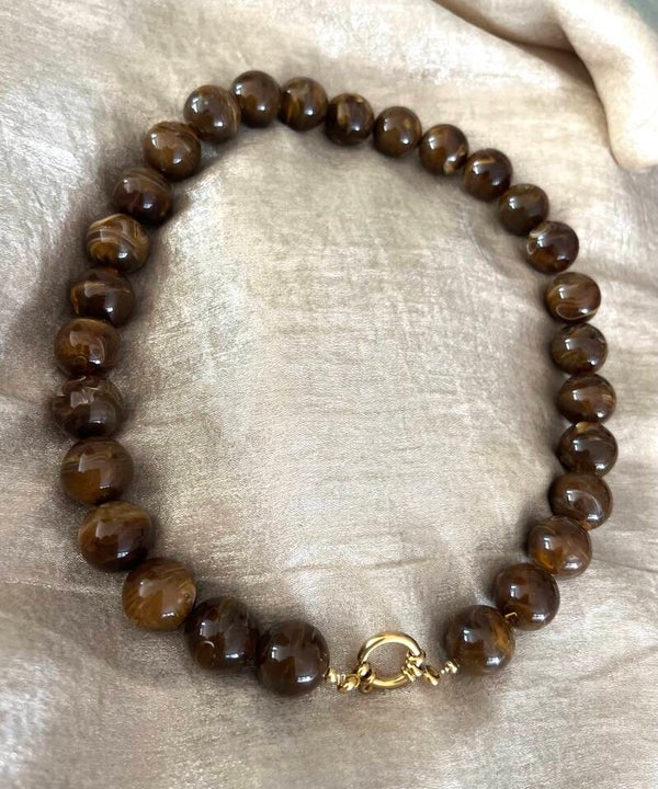 Acryl kralen ketting Brown 16mm