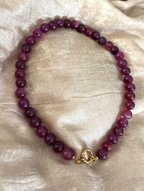 Acryl kralen ketting aubergine 12mm
