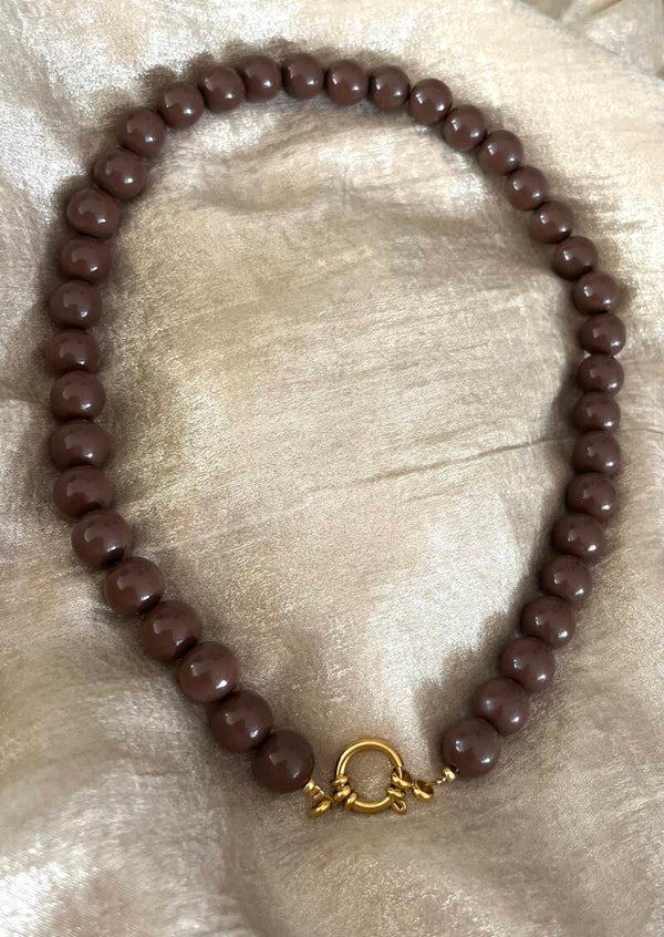 Acryl kralen ketting cappuccino bruin