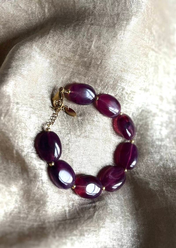 Armband ovale kralen aubergine