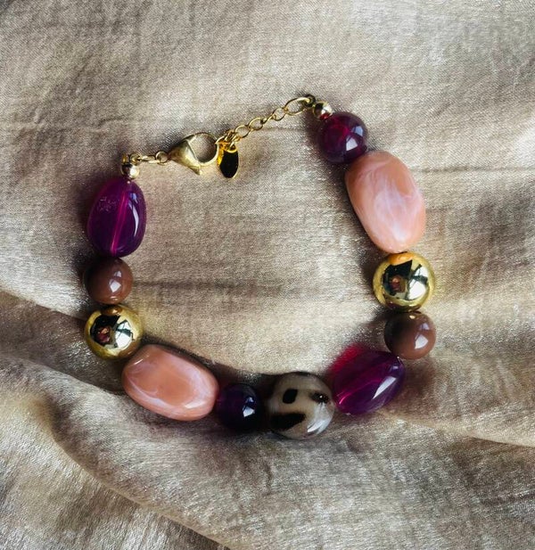 Acryl armband gemixt roze