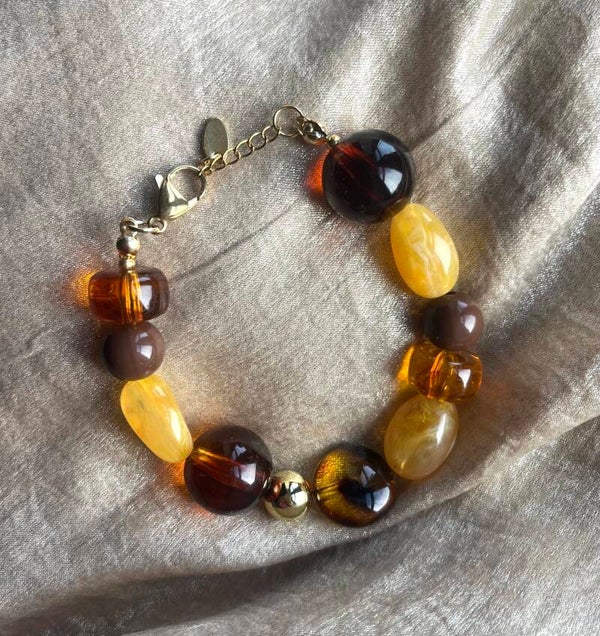 Acryl armband mosterd geel gemixt