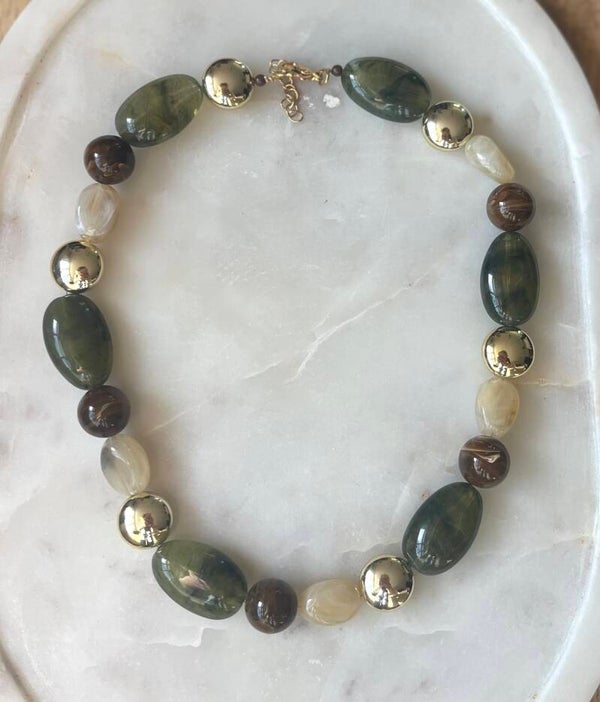 Acryl kralen ketting gemixt groen