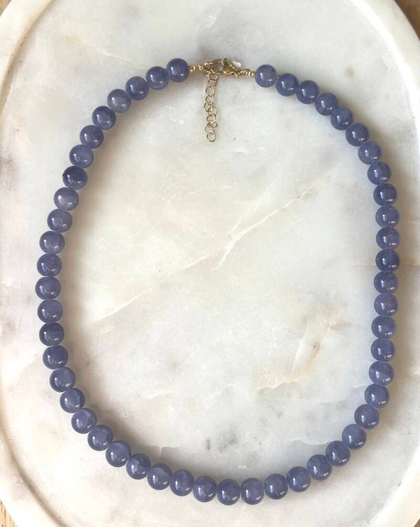 Glaskralen ketting blauw