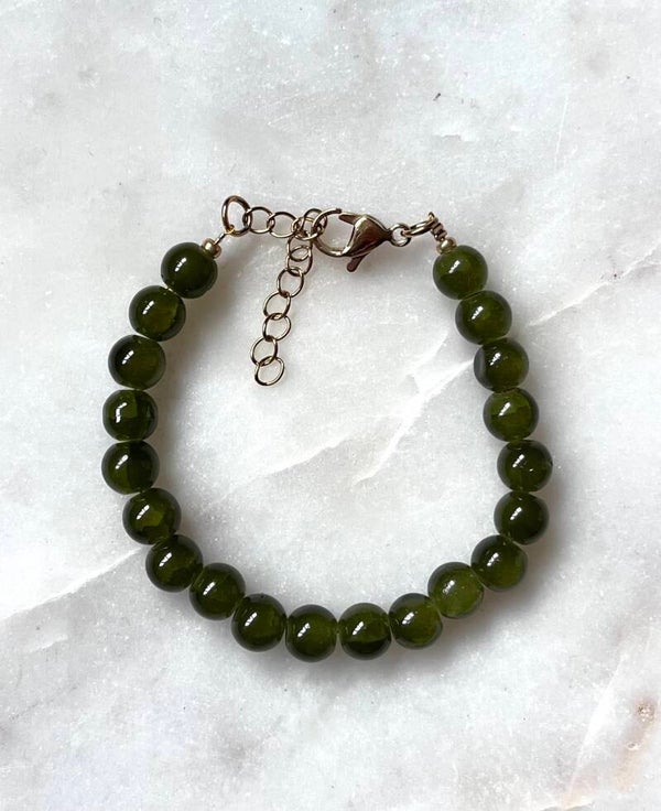 Groen glaskralen armband