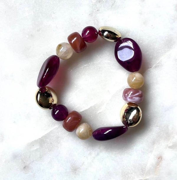 Acryl kralen armband gemixt aubergine