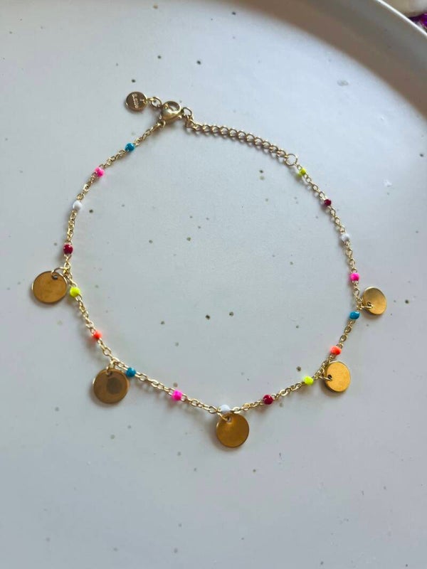 Enkelbandje muntjes multicolour