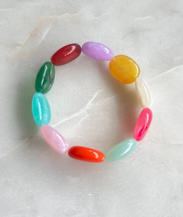 Armband met ovale kralen multicolour