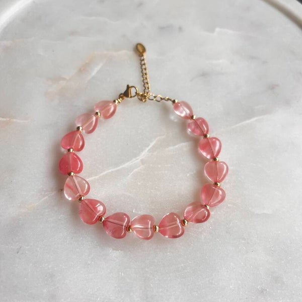 Armband hartjeskralen natuursteen