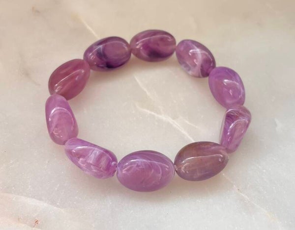 Armband elastiek ovaal paars