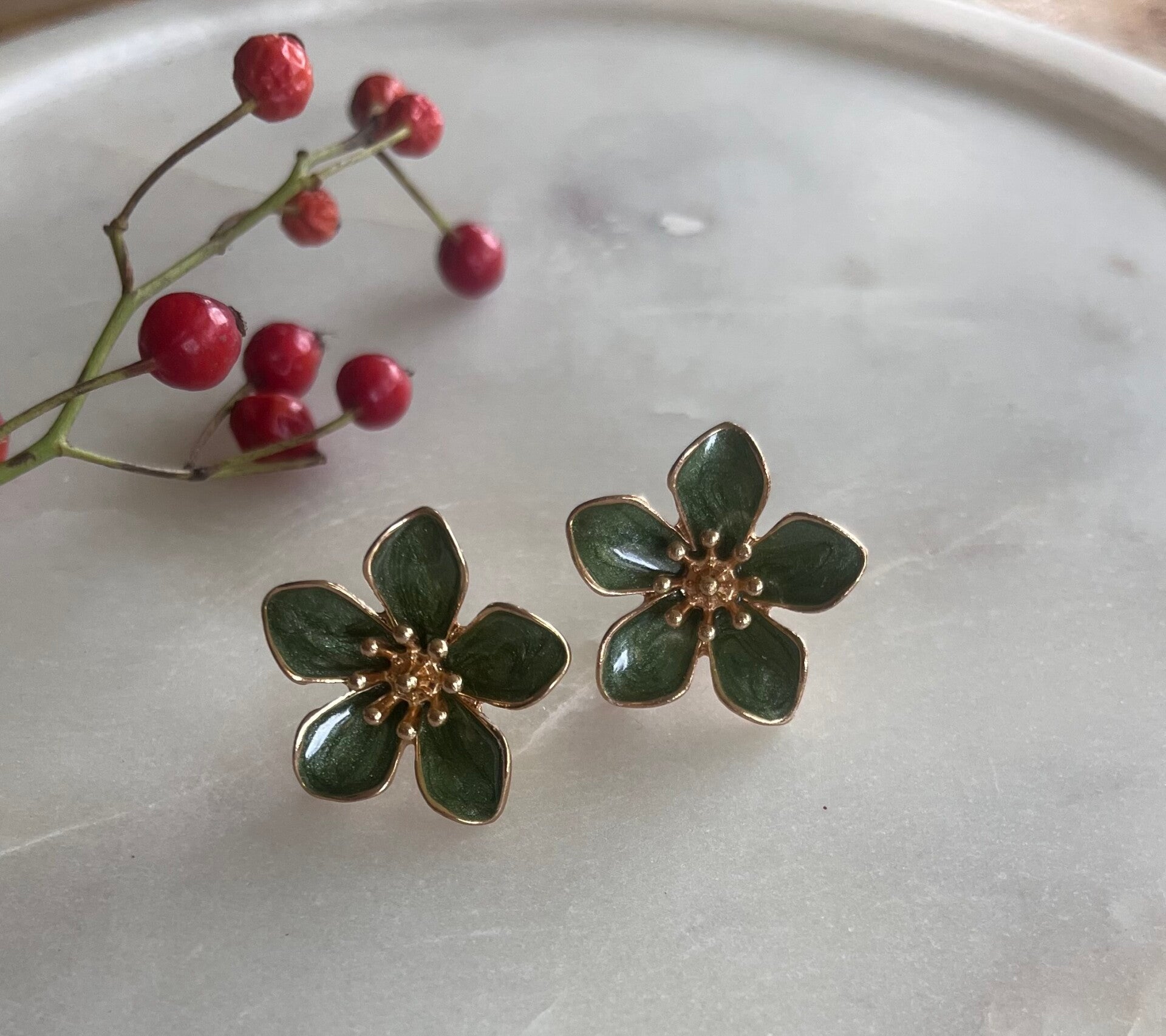 Flower studs - groen