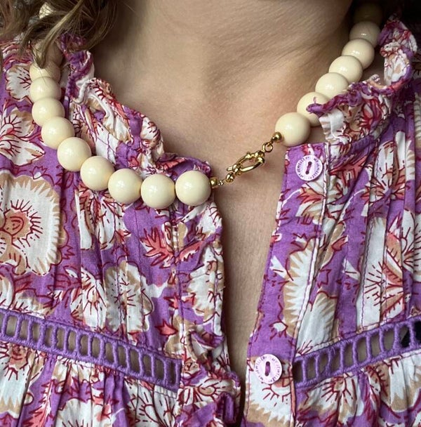 Acryl kralen ketting rond beige