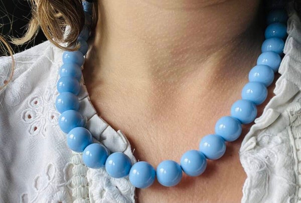 Acryl kralen ketting rond blauw