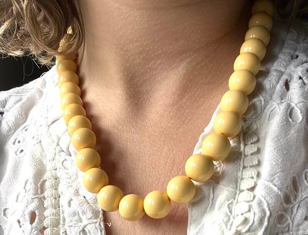 Acryl kralen ketting rond butter yellow