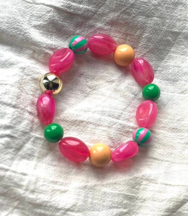 Kralen armband roze en groen mix