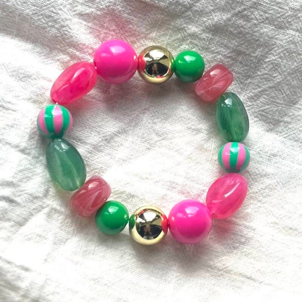 Kralen armband groen mix.