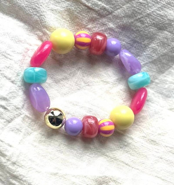 Kralen armband geel & roze.