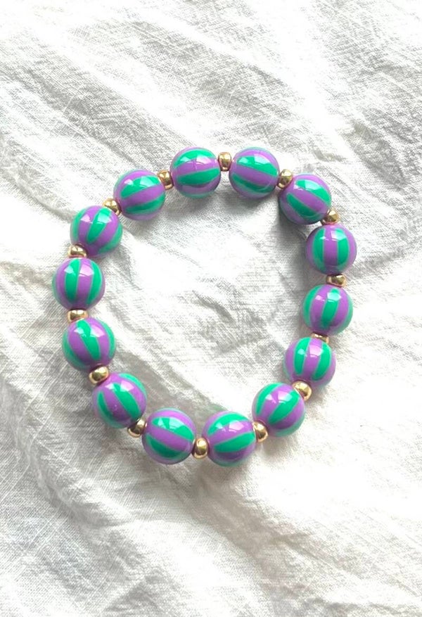 Streepjes kralen armband groen